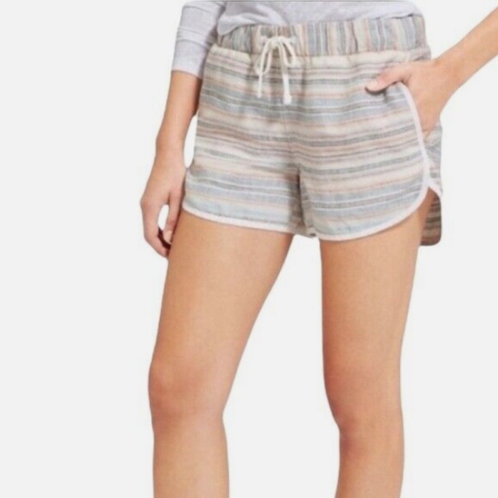 ATHLETA Beachside Cabo Linen Shorts, Striped , 405736, Size 6